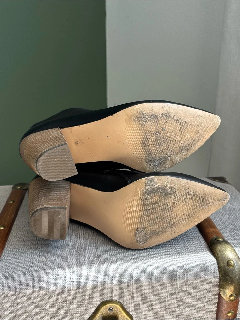 Carlos Santana Black Leather Pointed Ankle Booties